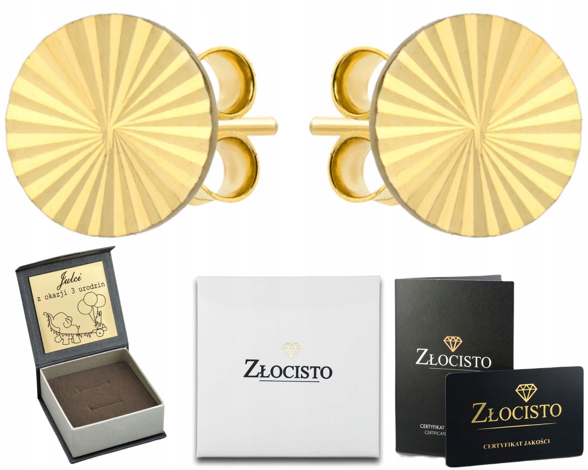 Zlaté Náušnice Plné Kruhy Kroužky Diamantované 585