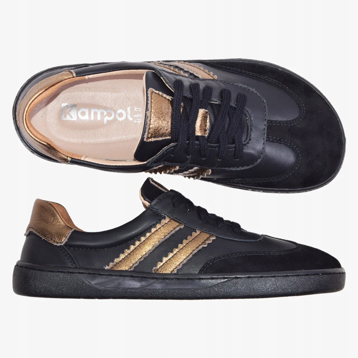 Buty Damskie Barefoot Skórzane Minimalistyczne Szerokie Czarne Kampol 40