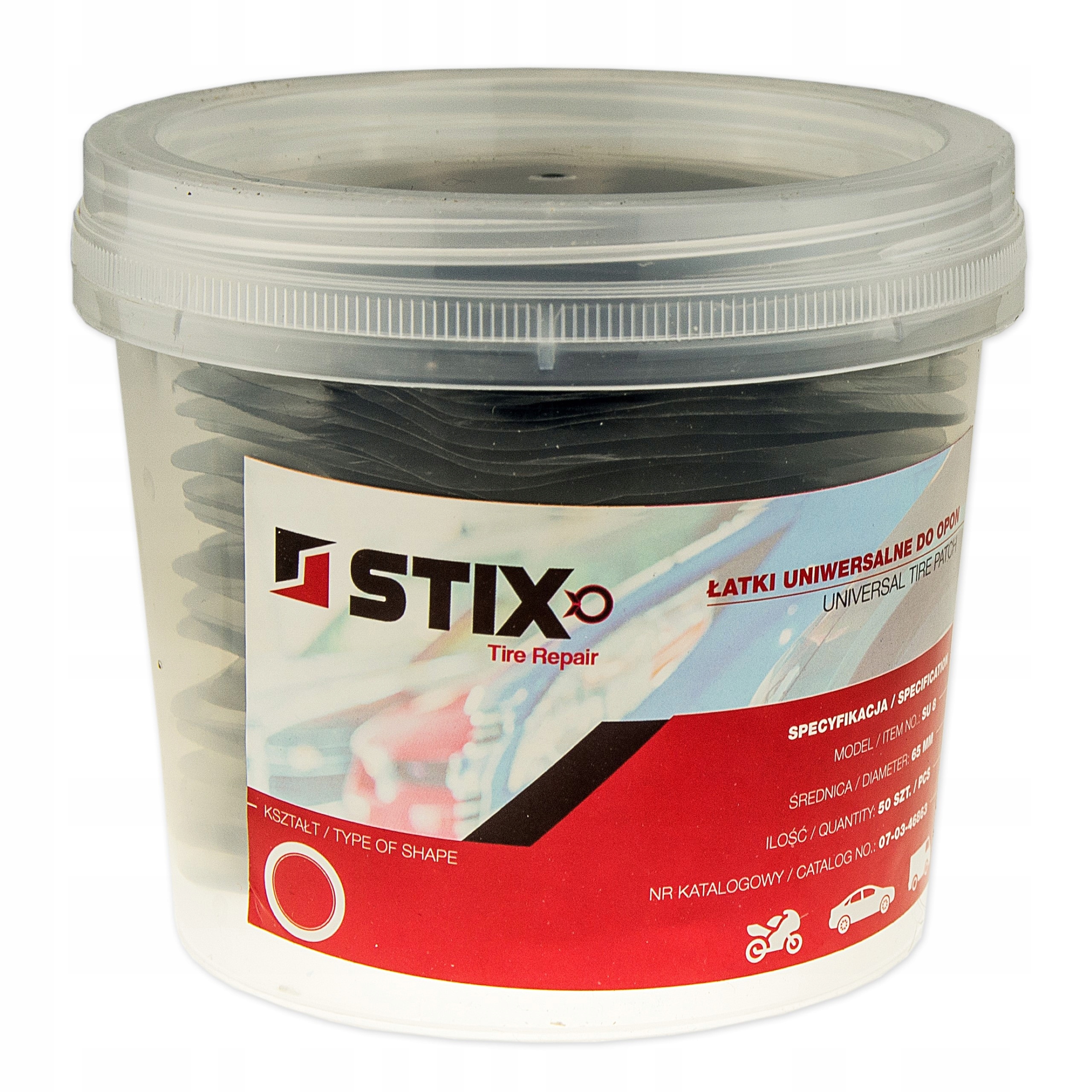 ŁATKI UNIWERSALNE DIAGONALNE / RADIALNE DO NAPRAWY OPON 65MM 50SZT. - STIX Marka Stix
