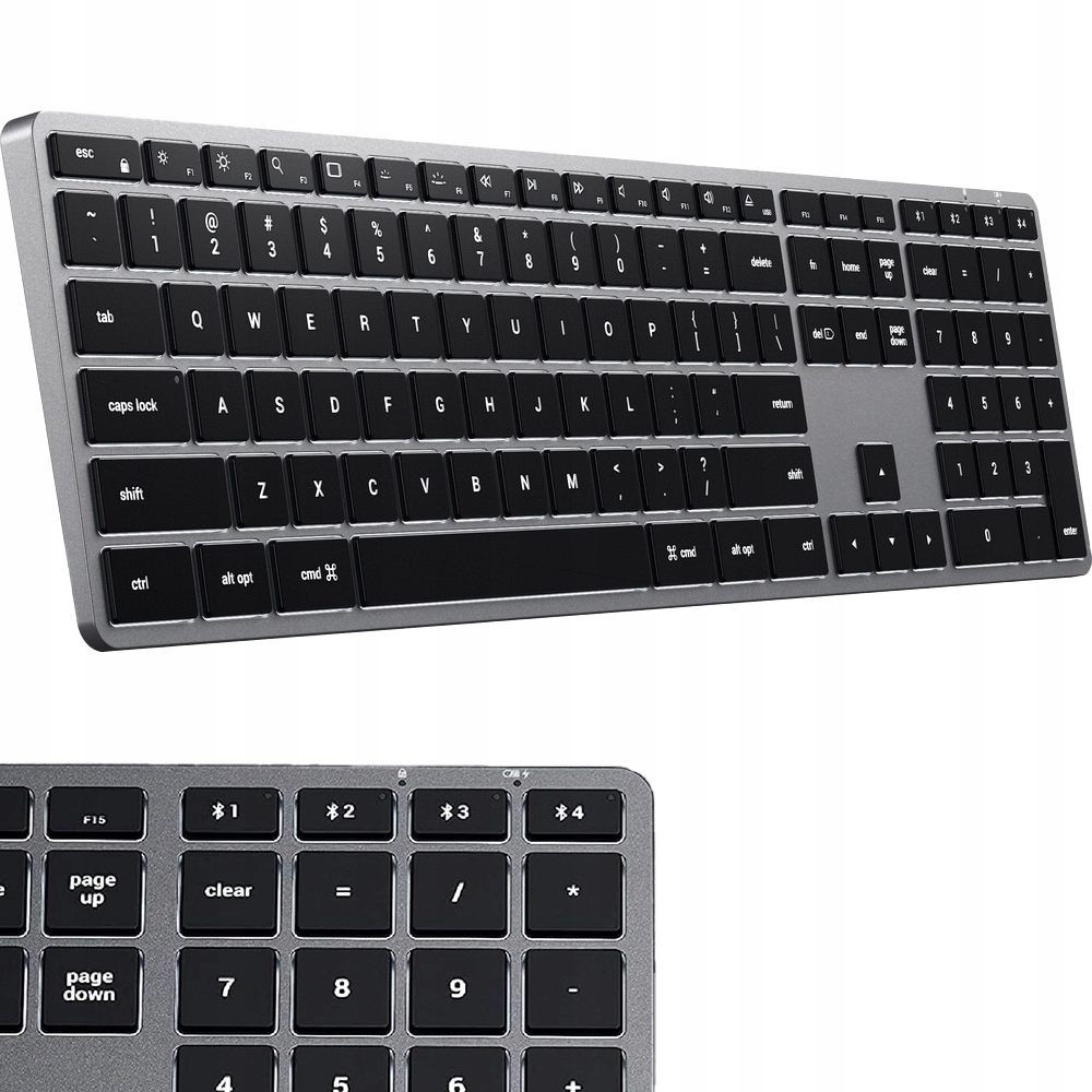 Membránová hliníková klávesnice Satechi pro PC/Mac, podsvícená Bt Usb-c