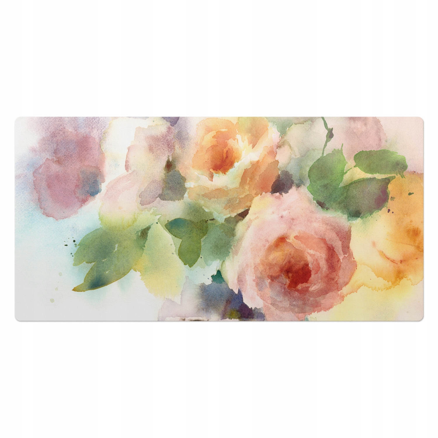 Protiskluzová podložka na psací stůl s potiskem Vzor květin v akvarelu 100 x 50 cm