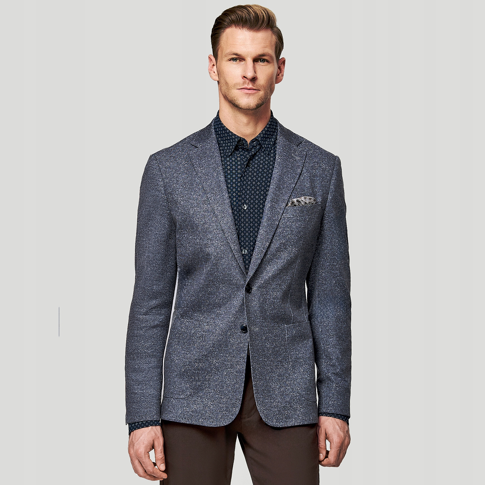 Tmavě modrá jednořadá sako Slim Fit Pako Lorente vel