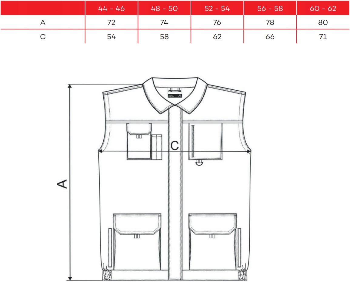 MALFINI RIMECK WOODY W52 kamizelka robocza 56-58 Płeć mężczyźni