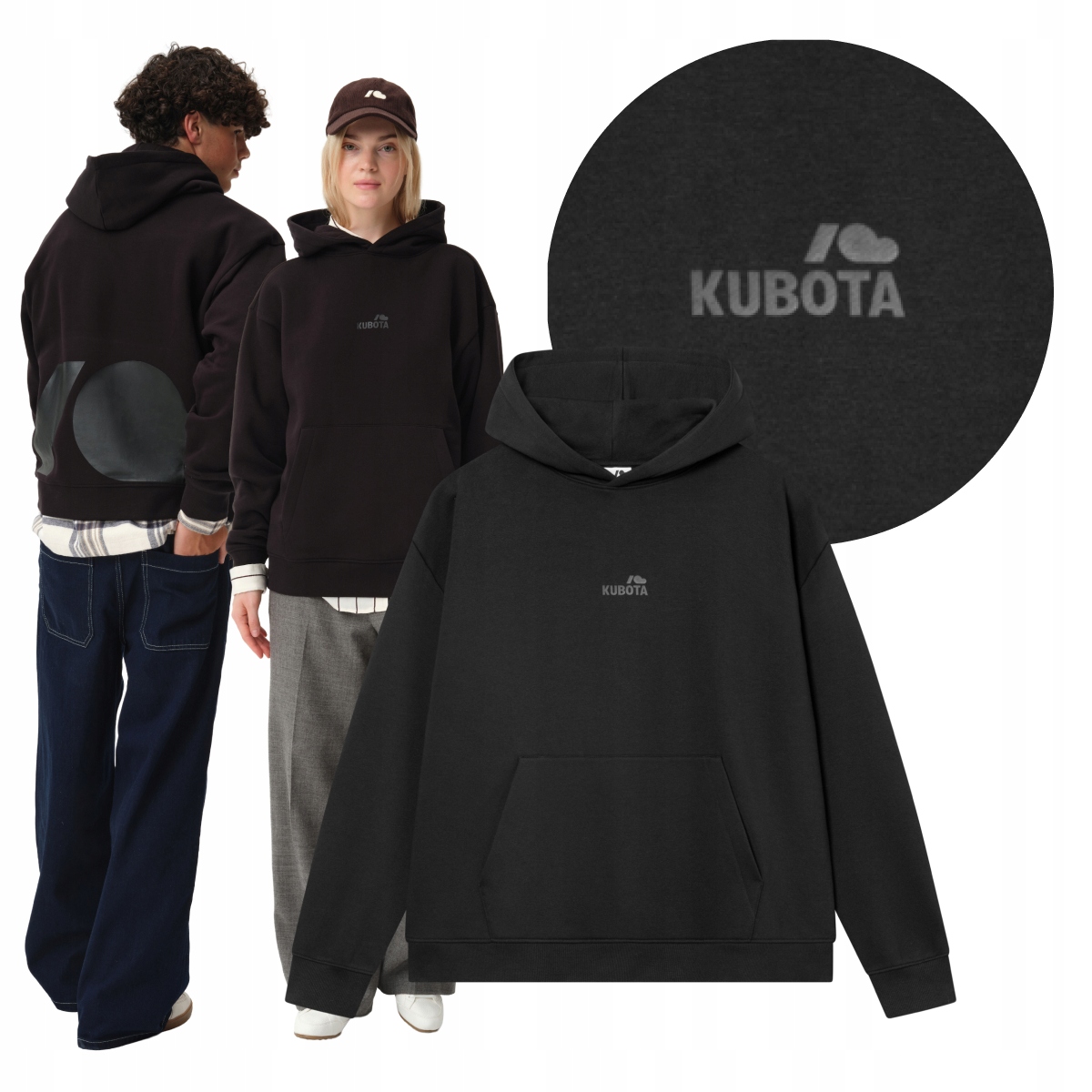Pánská Mikina S Kapucí "XL" Kubota Unisex Statement Černá Zateplená "XL"