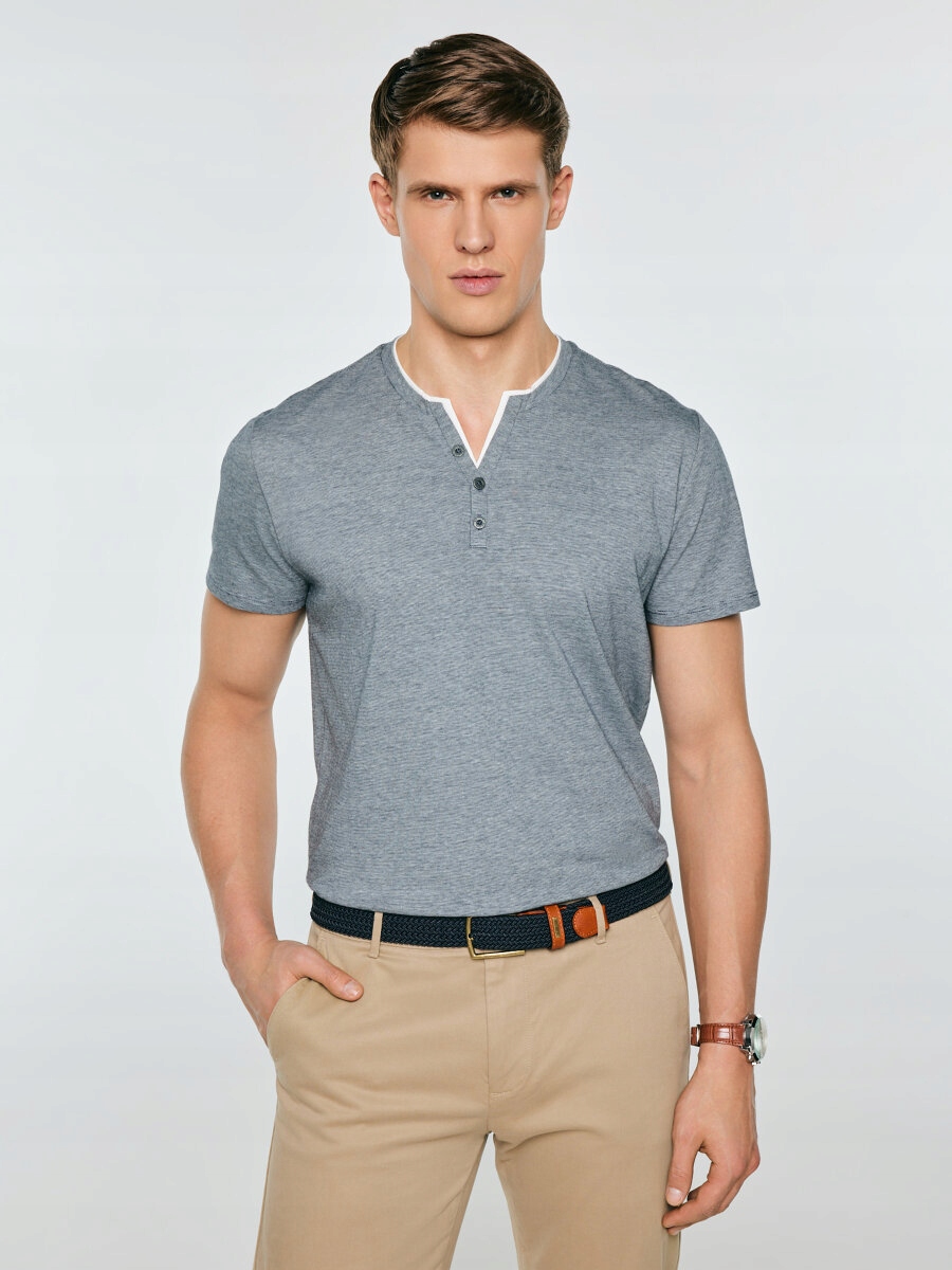 Big Star Tričko s jemnými proužky v modré barvě Alanso 403 XXL