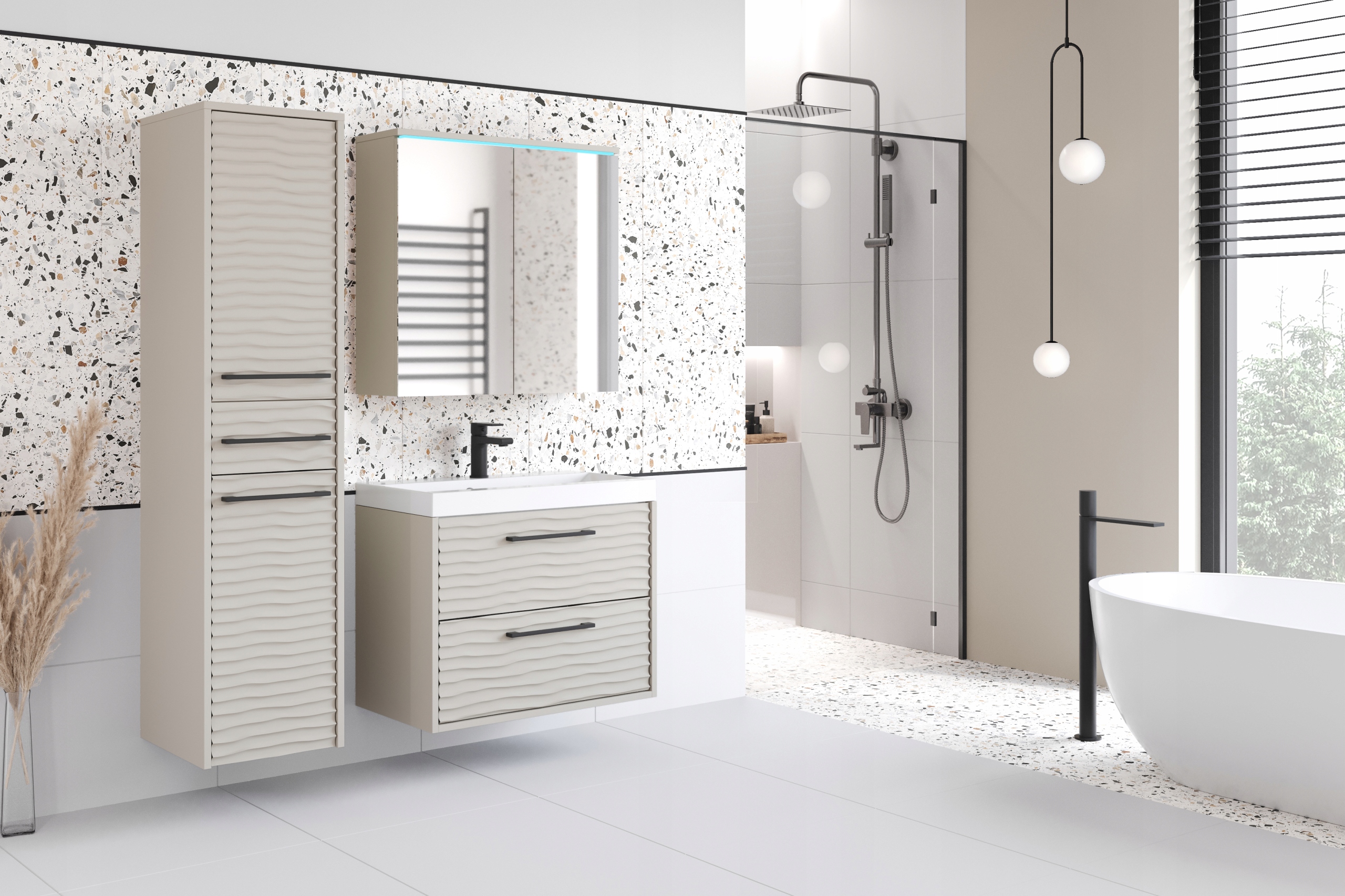 Meble łazienkowe Canada DĄB WOTAN FALA MDF Materiał MDF