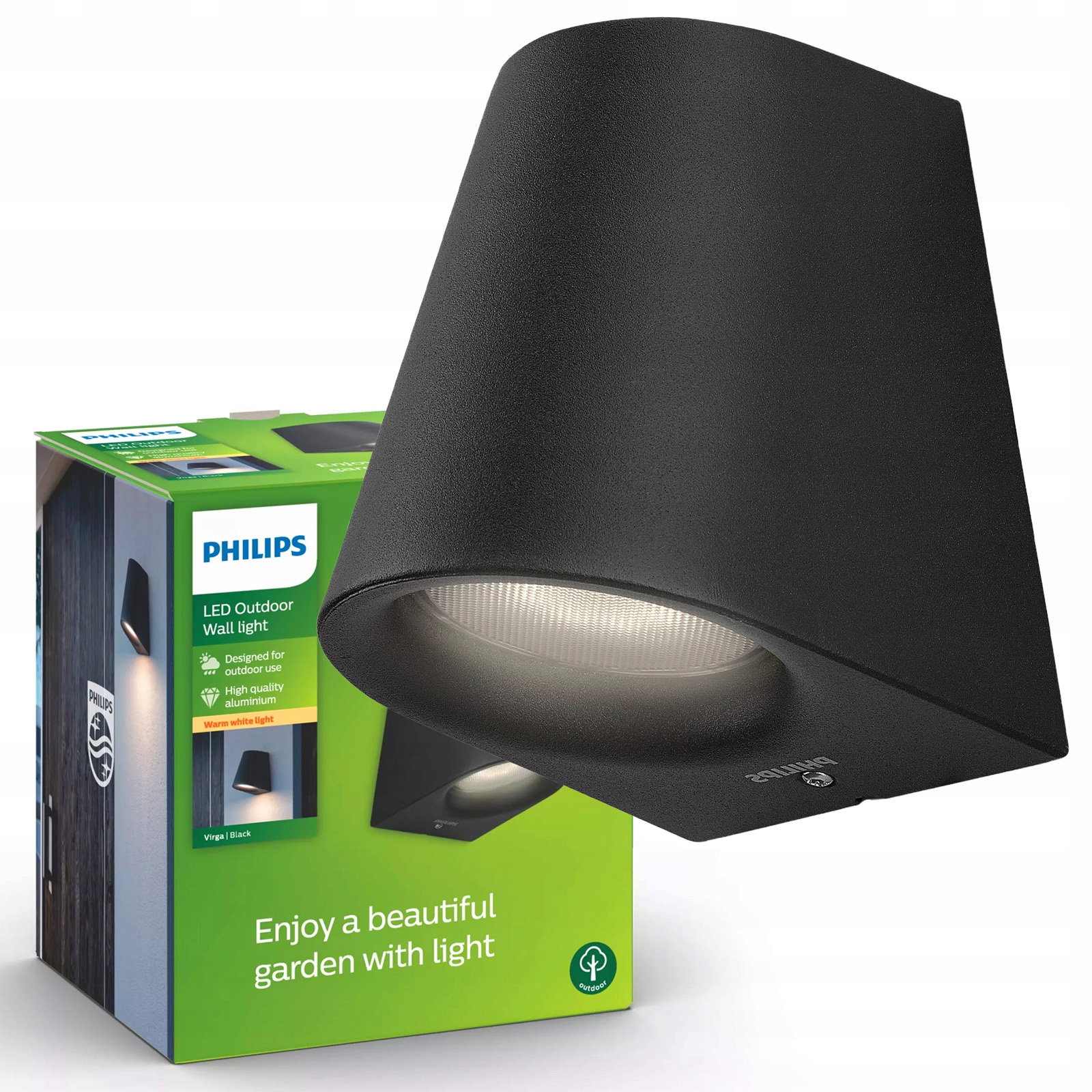 Zahradní Led lampa Fasádní nástěnné svítidlo Virga 3W 2700K IP44 Černá Philips