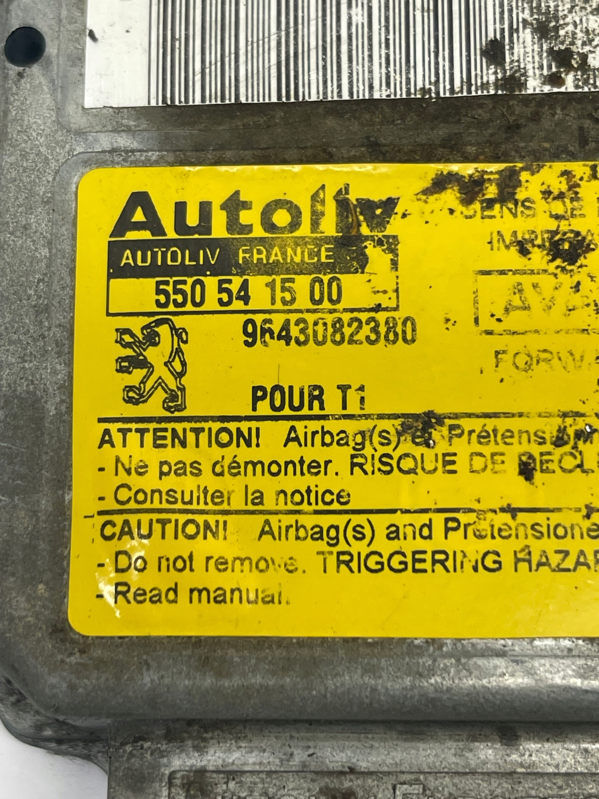 modulo airbag airbag Peugeot OE 9643082380