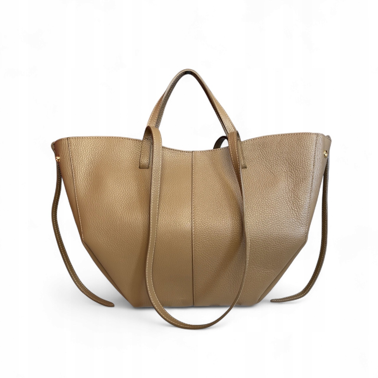 Torebka damska Vera Pelle Shopperka skóra naturalna Taupe Maxi