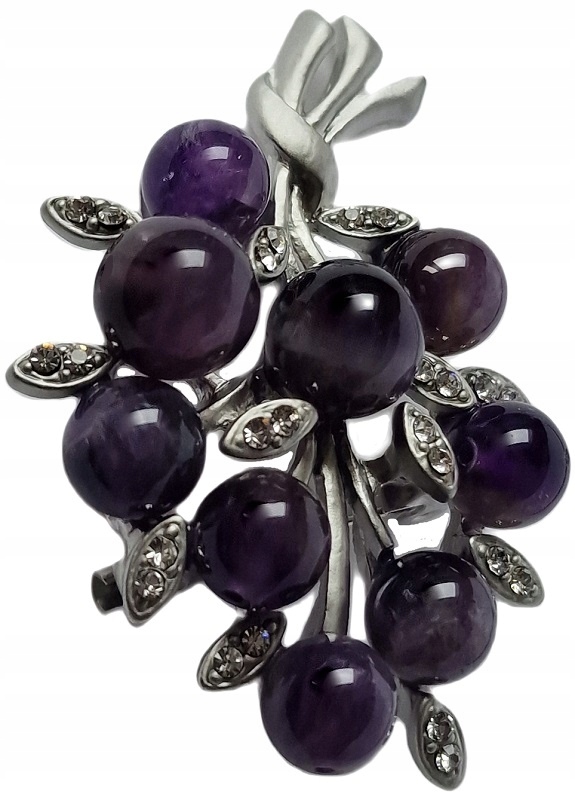 Přírodní Ametysty Brož Vintage Kameny Střízlivosti Mystická Sahasrara