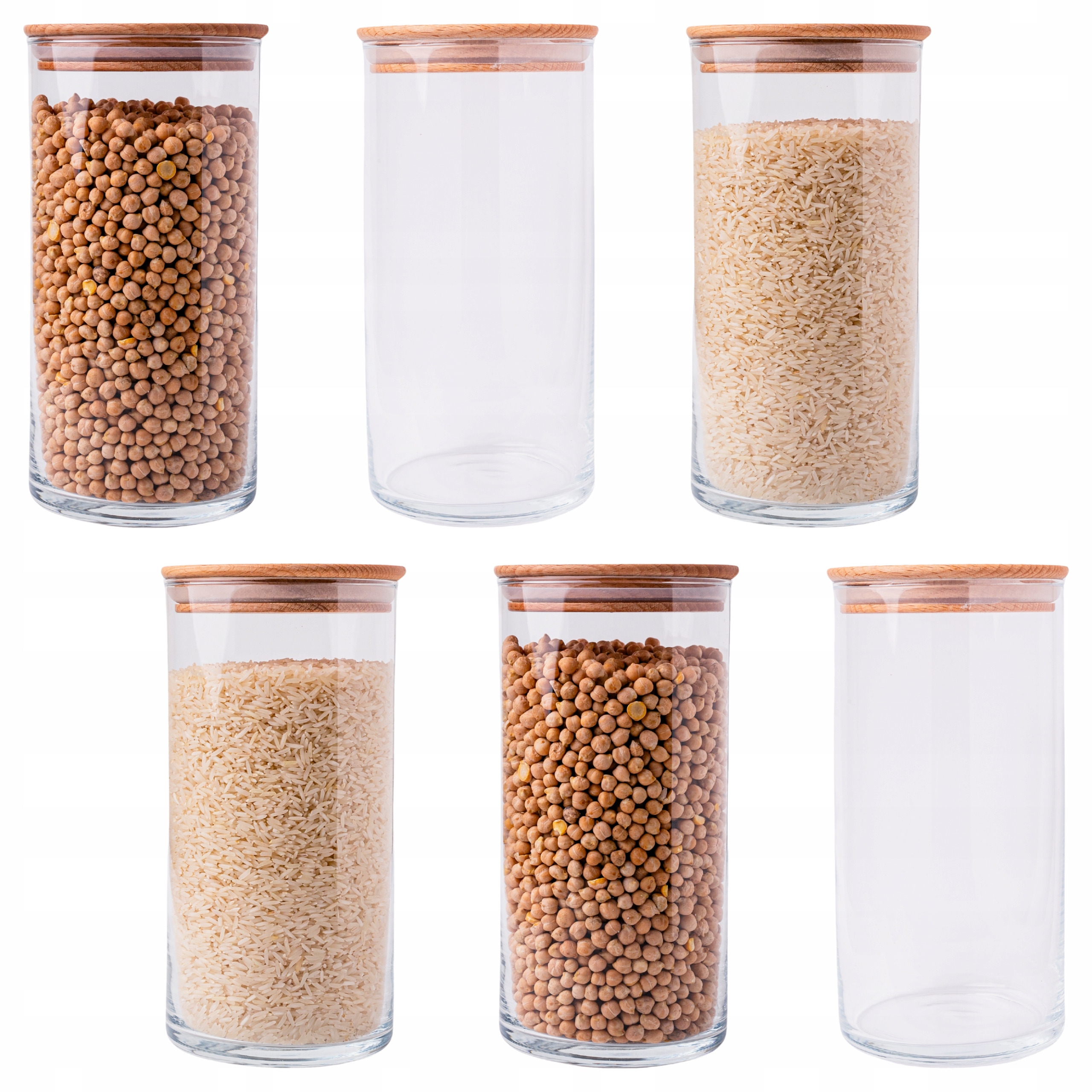 1210 ml 6 Ks Sklenice skleněné kuchyňské nádoby na sypké produkty rýže Eko