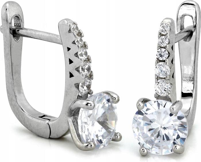 Stříbrné náušnice 925 elegantní se zirkony, anglické zapínání, dárek