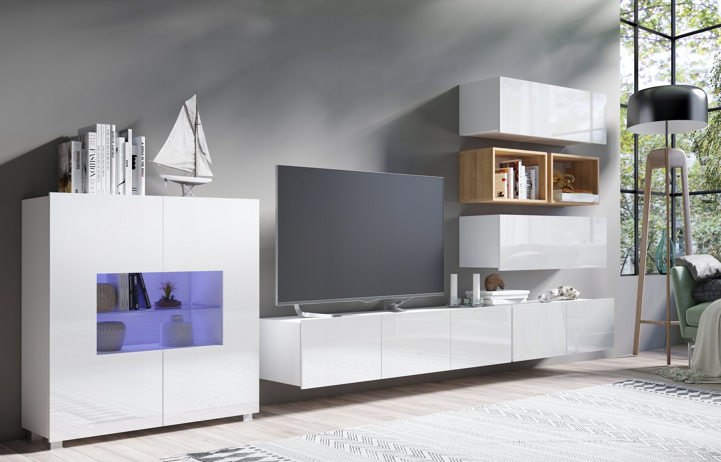 szafka rtv wisząca 250 cm duża stolik tv Calabrini Marka GiB Meble