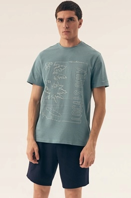 Piżama męska z krótkim rękawem na koszulce Surfer na plaży Henderson 42598