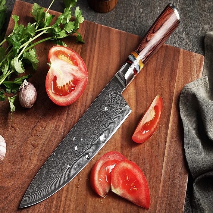 Damaškový kuchynský nôž Ka 14040 Chef/Hnedá KP-14040