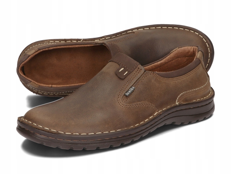 MOKASYNY PÓŁBUTY MĘSKIE SKÓRA 270/BRN BRĄZ 41 Długość wkładki 27.5 cm