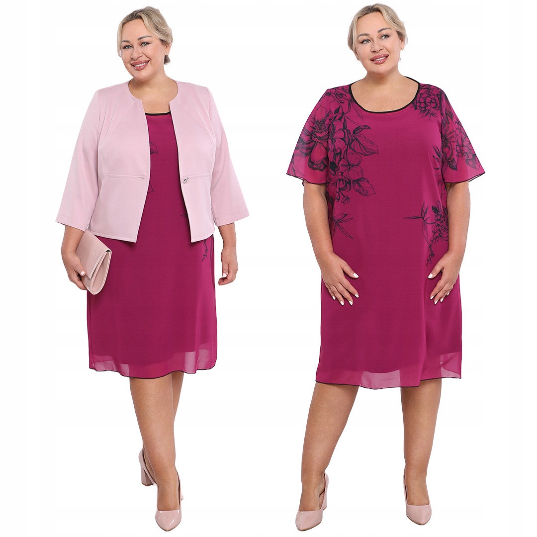 Růžové šifonové šaty s květinovým vzorem velikost 54