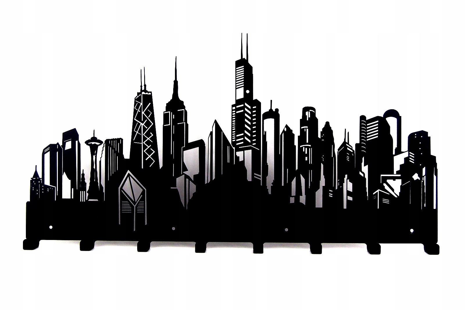 Věšák na oblečení, klíče do předsíně, nástěnný Chicago, černý, Pevný