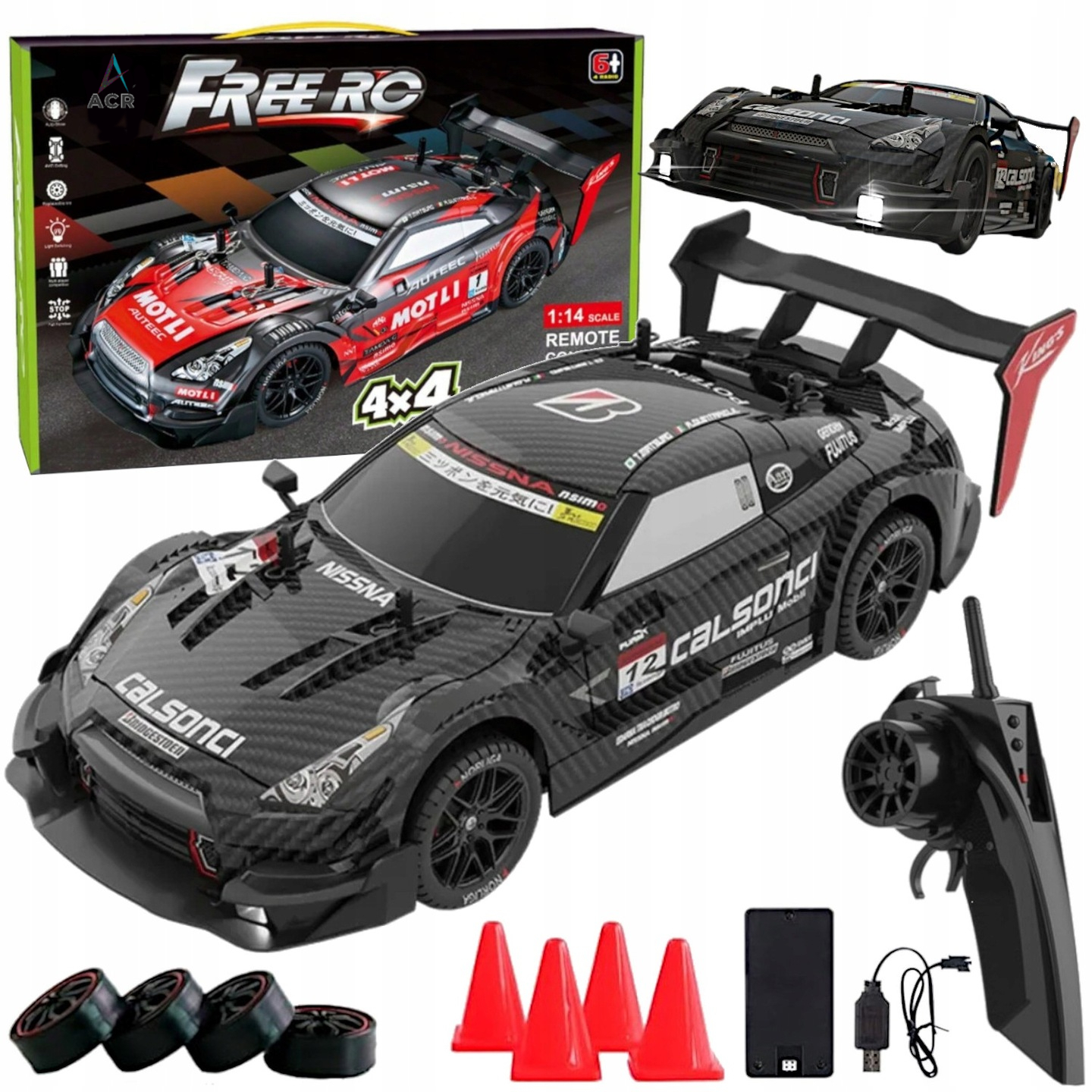 Samochód Rc Do Driftu Auto Wyścigowe Zdalnie Sterowane Drift 4x4 Pilot 2,4