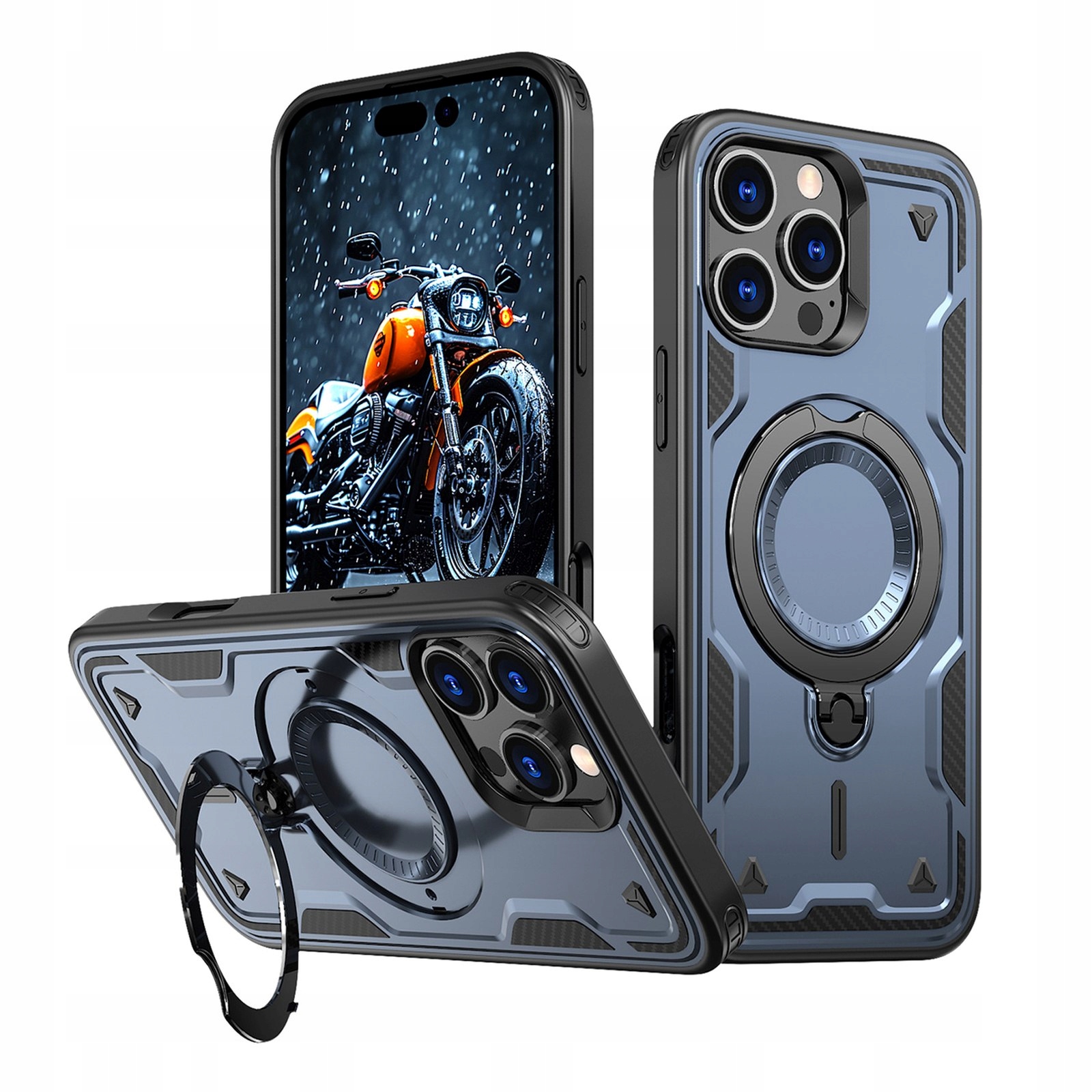 Etui Hybrid Armor Trendy z MagSafe na iPhone 16 Pro Max niebieskie Hurtel