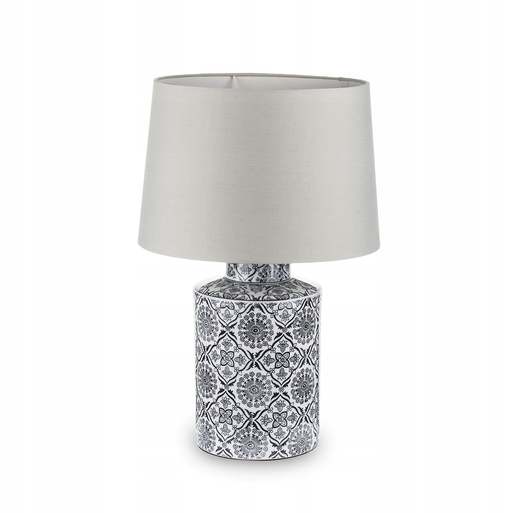 CZARNO-BIAŁA LAMPA CERAMICZNA STOŁOWA Z WZORAMI