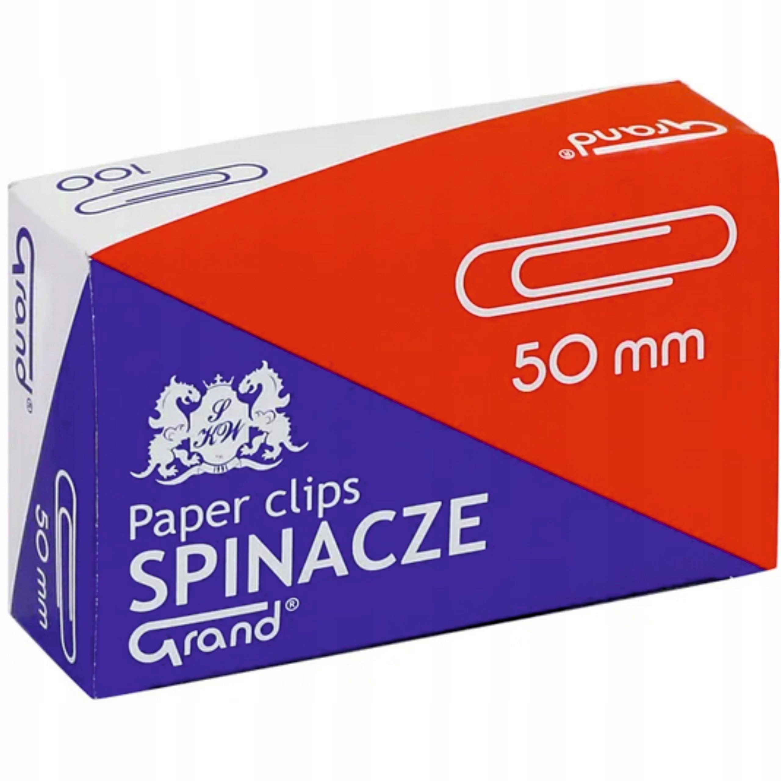 SPINACZE BIUROWE GRAND 100 sztuk Duży SPINACZ 50mm