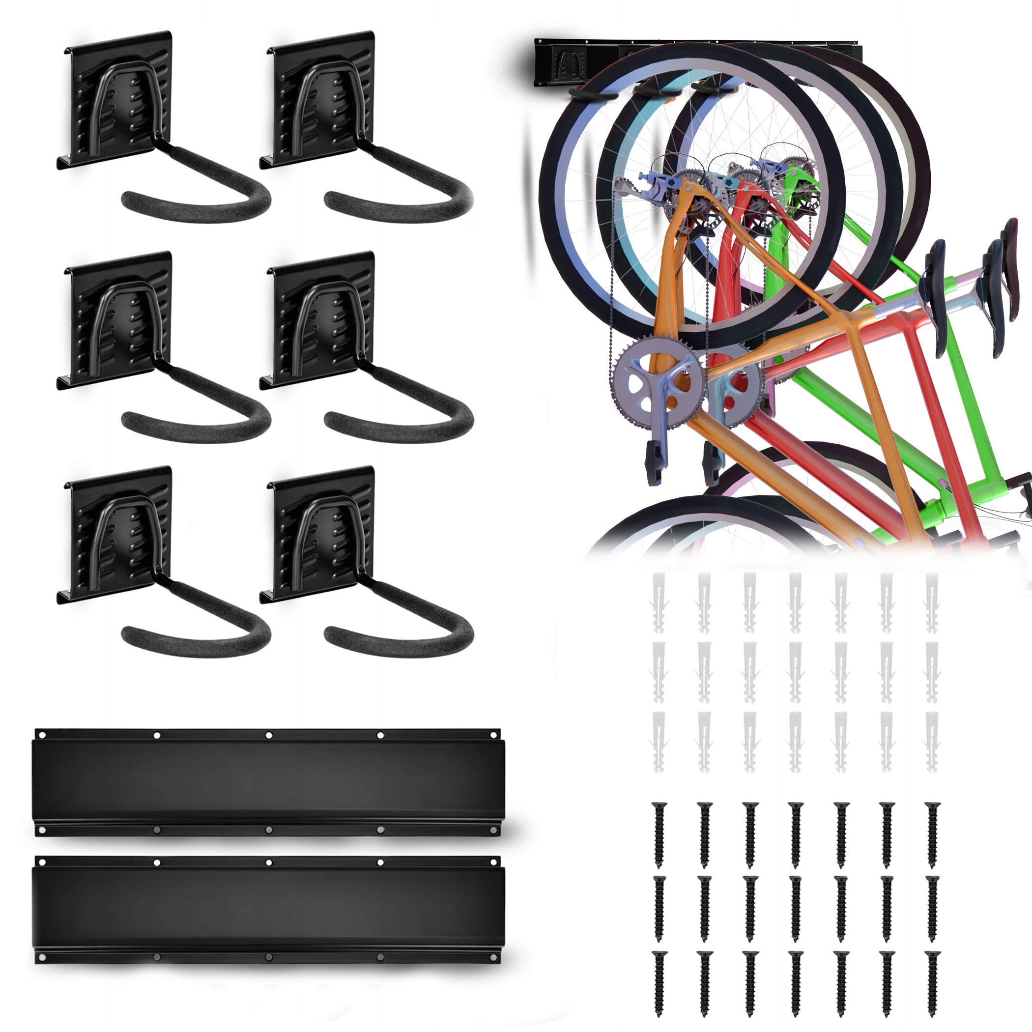 Wieszak Na 6 Rowerów Na Ścianę Uchwyt Rowerowy Mocny Wytrzymały Haki 30 Kg