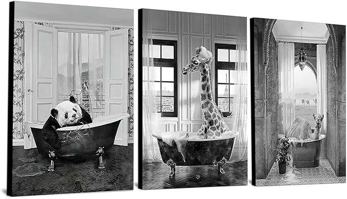 Obraz Plakát na zeď na plátně bez rámu 3x 60x90 cm Zábavná zvířata