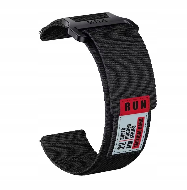 Pasek do zegarka do smartwatcha nylonowy 22 mm czarny wodoodporny niealergi