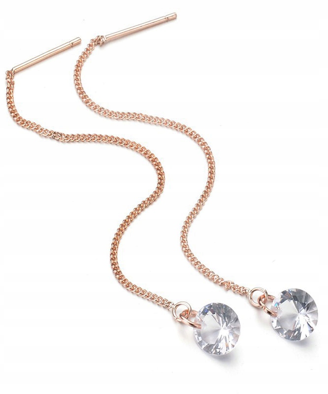 

Kolczyki Wiszące Simple Z Kryształkiem Złote