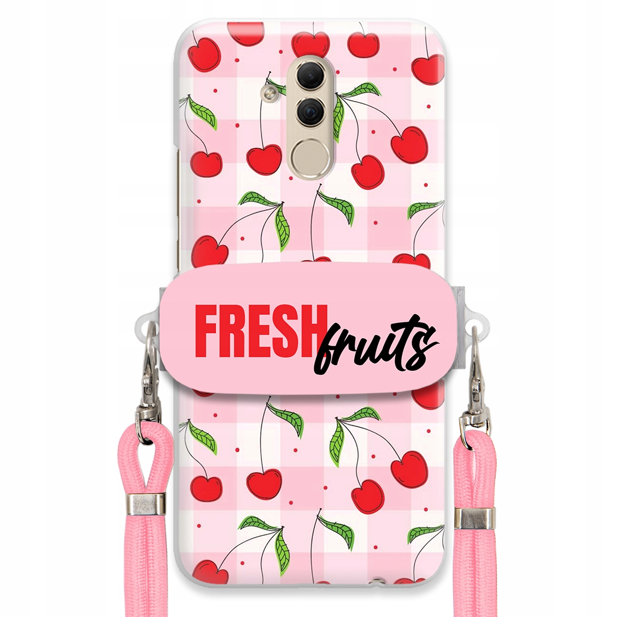Puzdro pre Huawei Mate 20 Lite Case Držiak šnúrok Ružový Fresh Fruits Mriežka