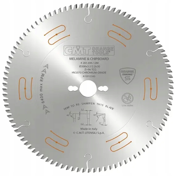 Cmt Chrome pilový kotouč na lamino, Dtd a Mdf D300*3,2mm, d=30mm Z96 Hw,