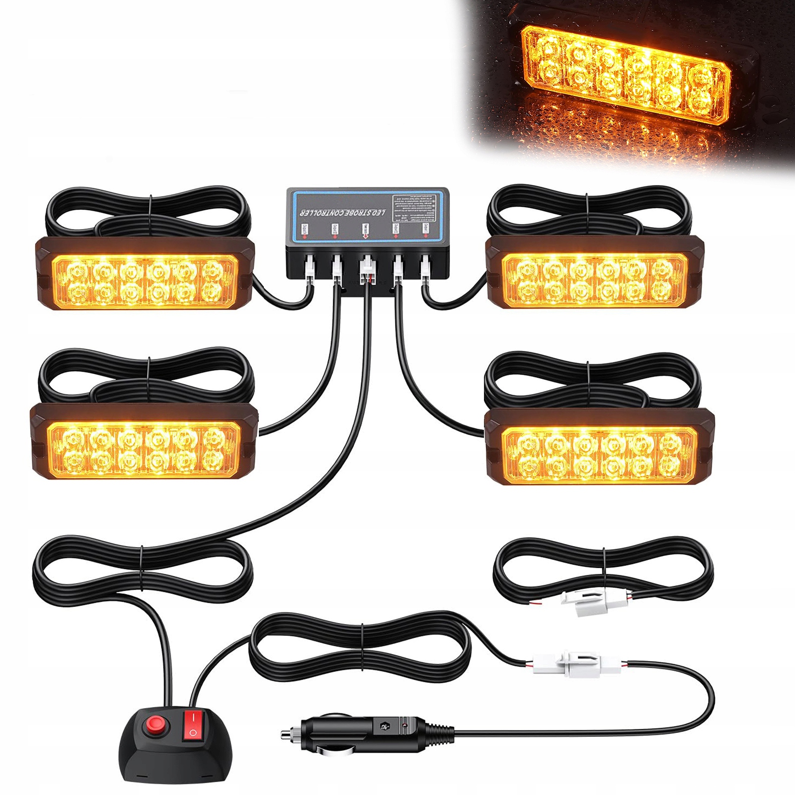 4x Výstražné Lampy Stroboskop Pomoc Autopřepravník 12 Led 12V 24V IP67