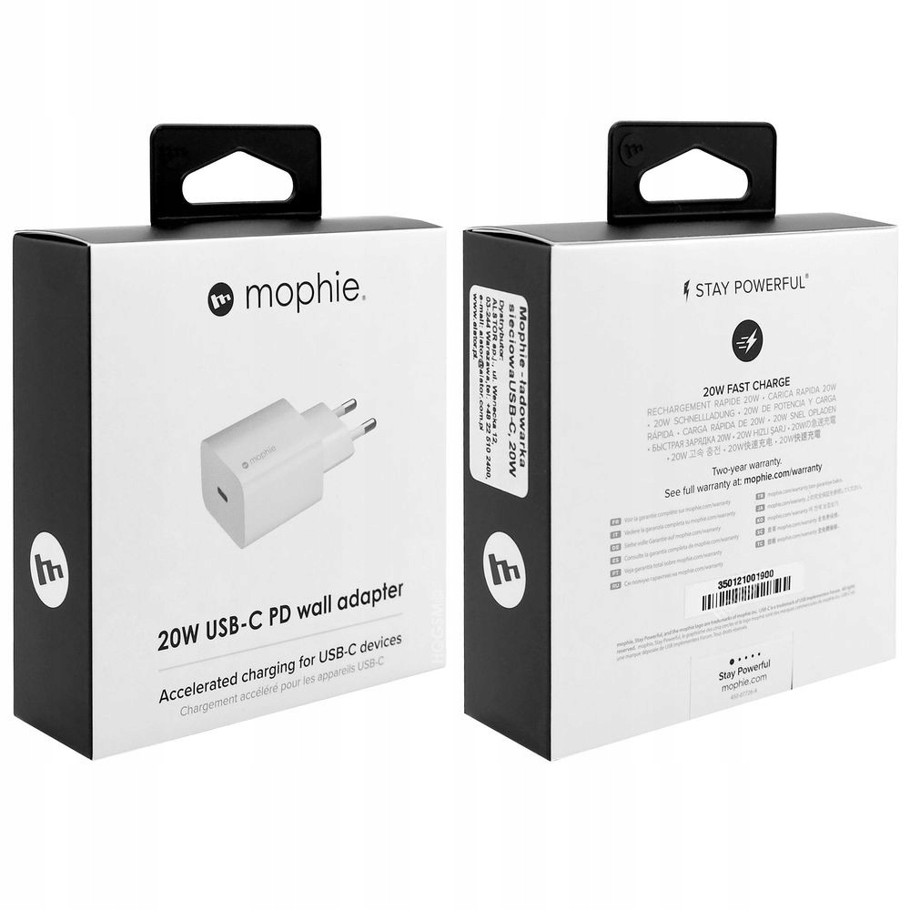 Mophie USB-C 20W charger for iPhone Manufacturer code 409907457