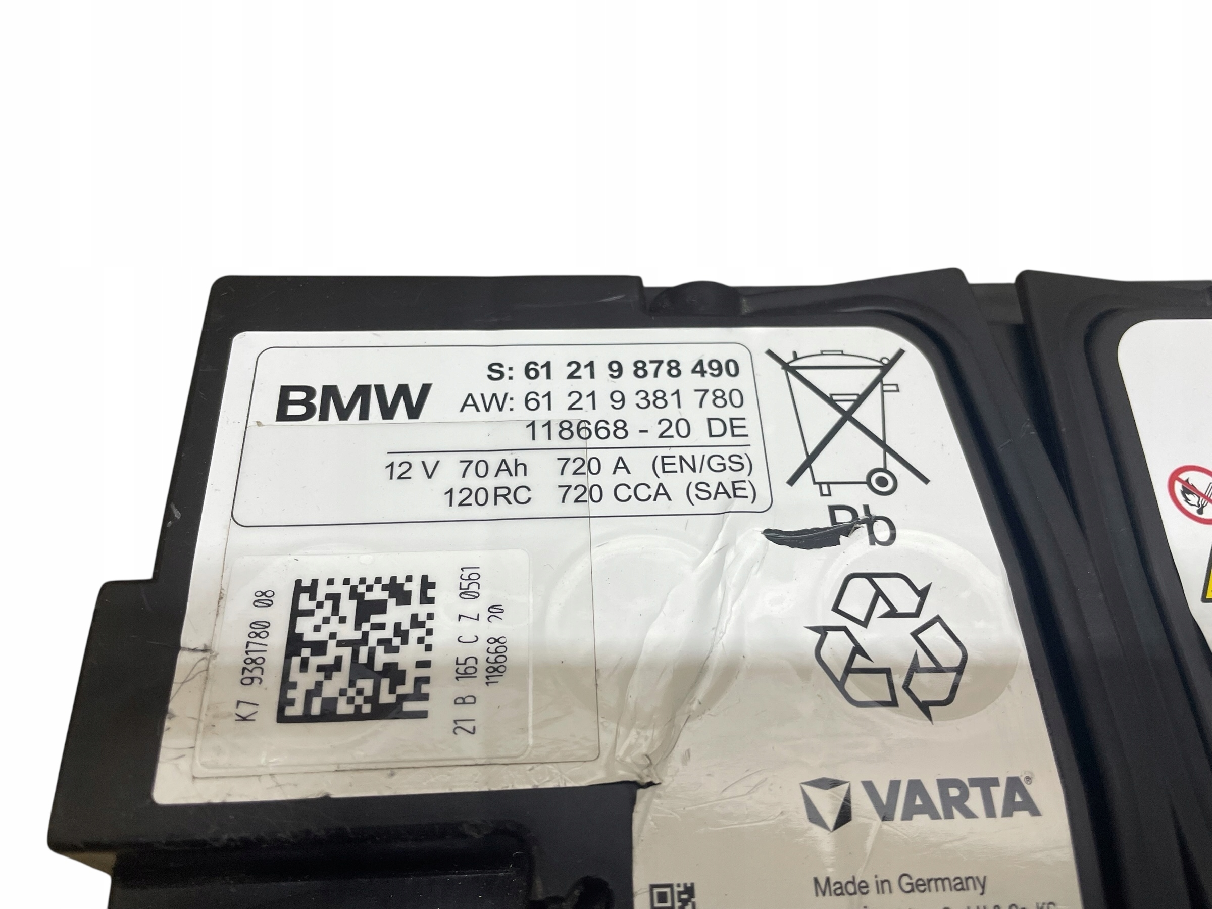 AKUMULATOR AGM START-STOP 12V 70AH 720A BMW 2021R Original