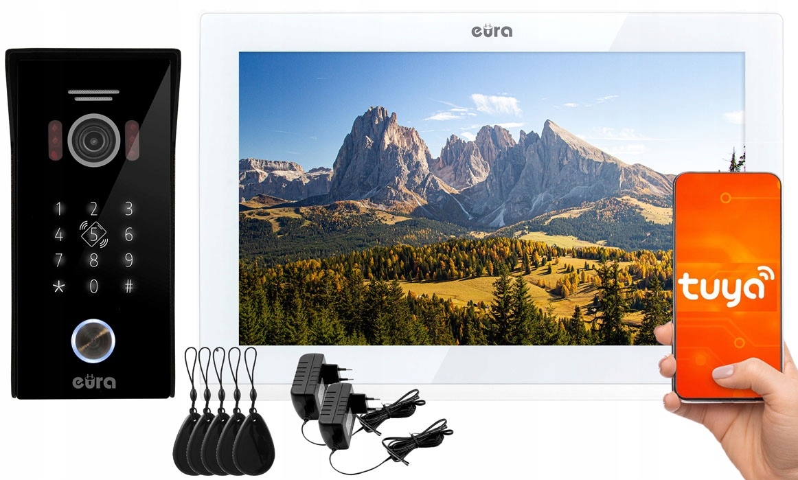 WIDEODOMOFON WiFi 10'' - Eura, czytnik breloków, szyfrator, Full HD, pamięć