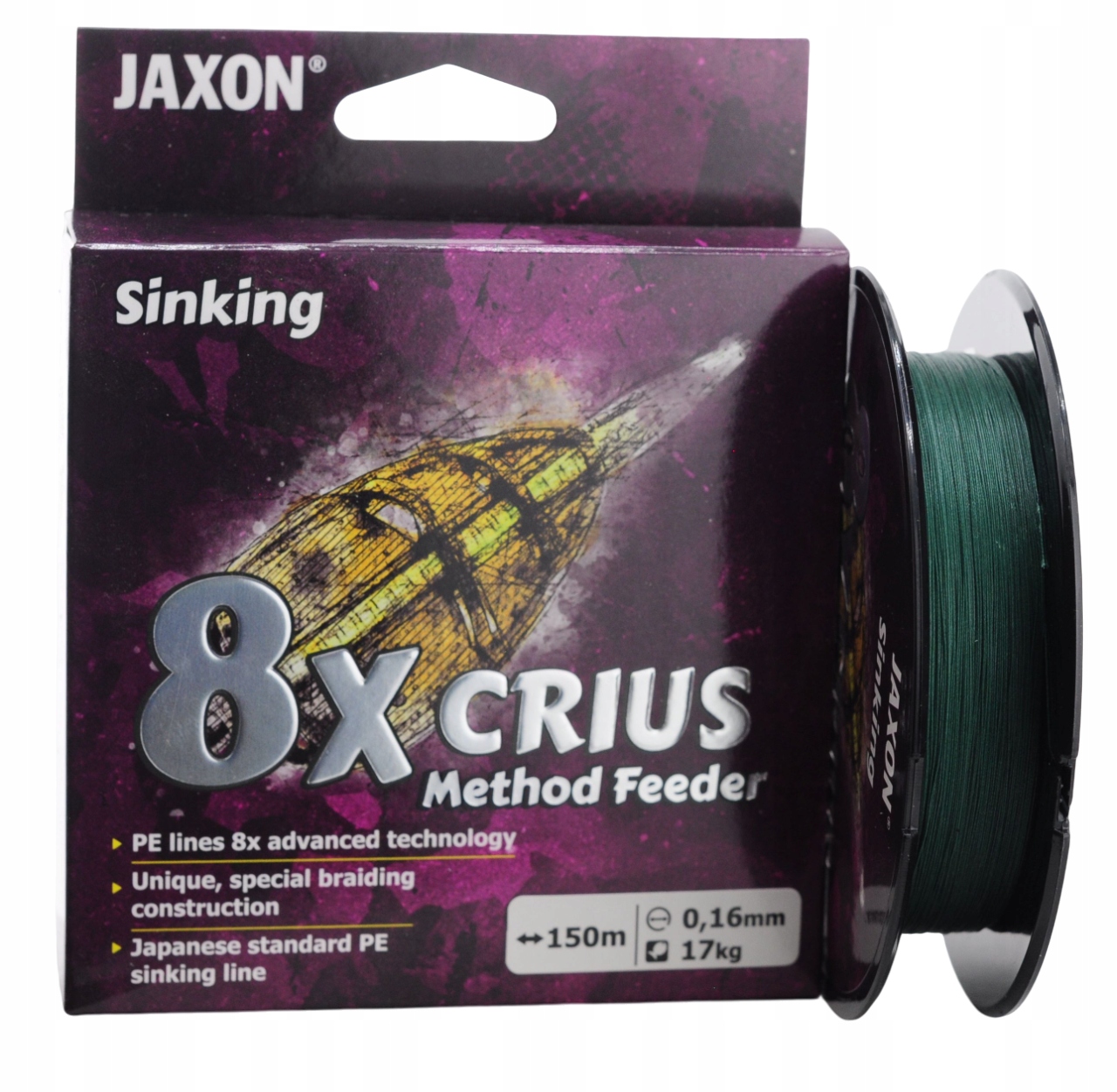 0,16mm 15kg 150m Plecionka Tonąca Crius 8X Method Feeder Sinking Jaxon