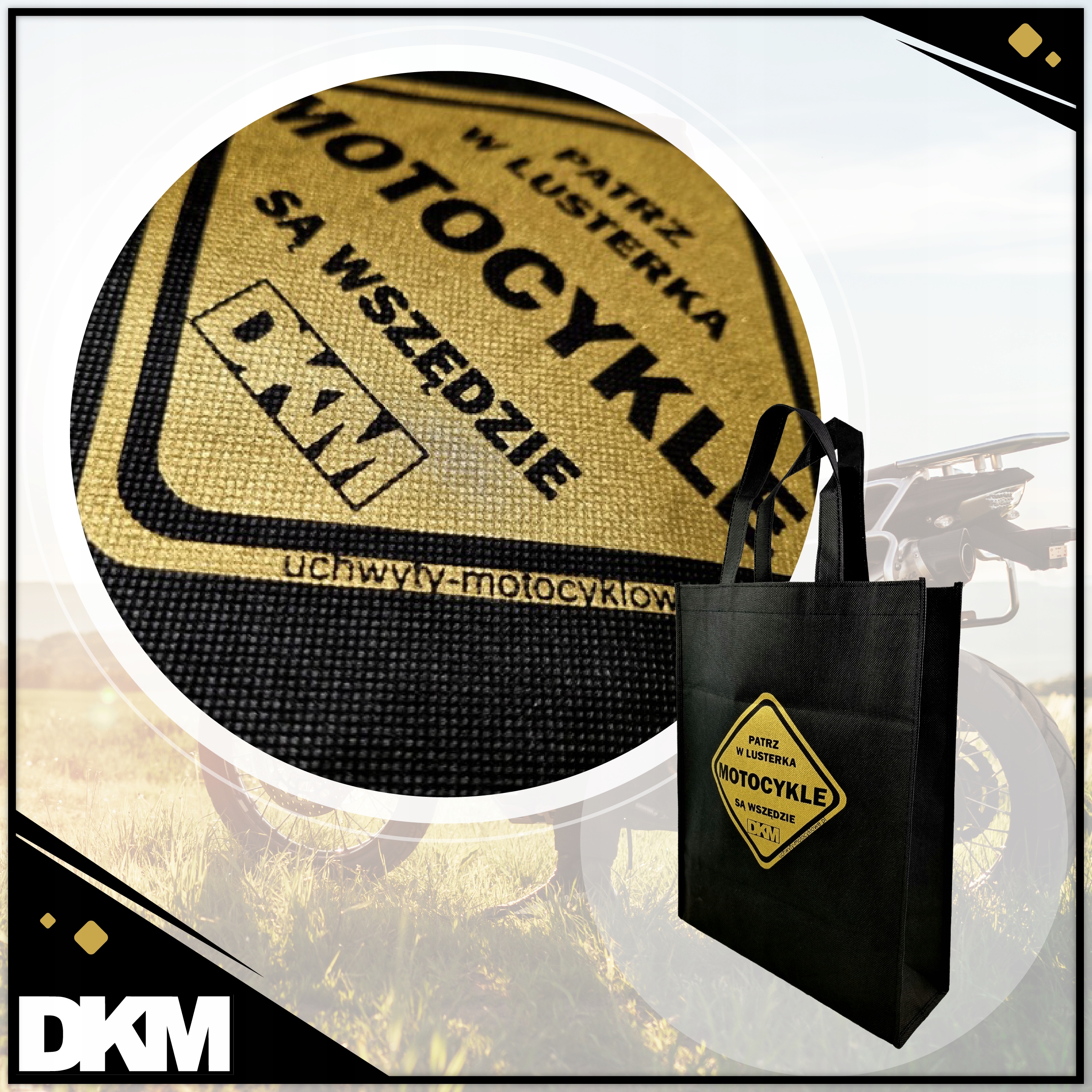 TORBA DLA MOTOCYKLISTY PATRZ W LUSTERKA MOTOCYKLE Marka DKM