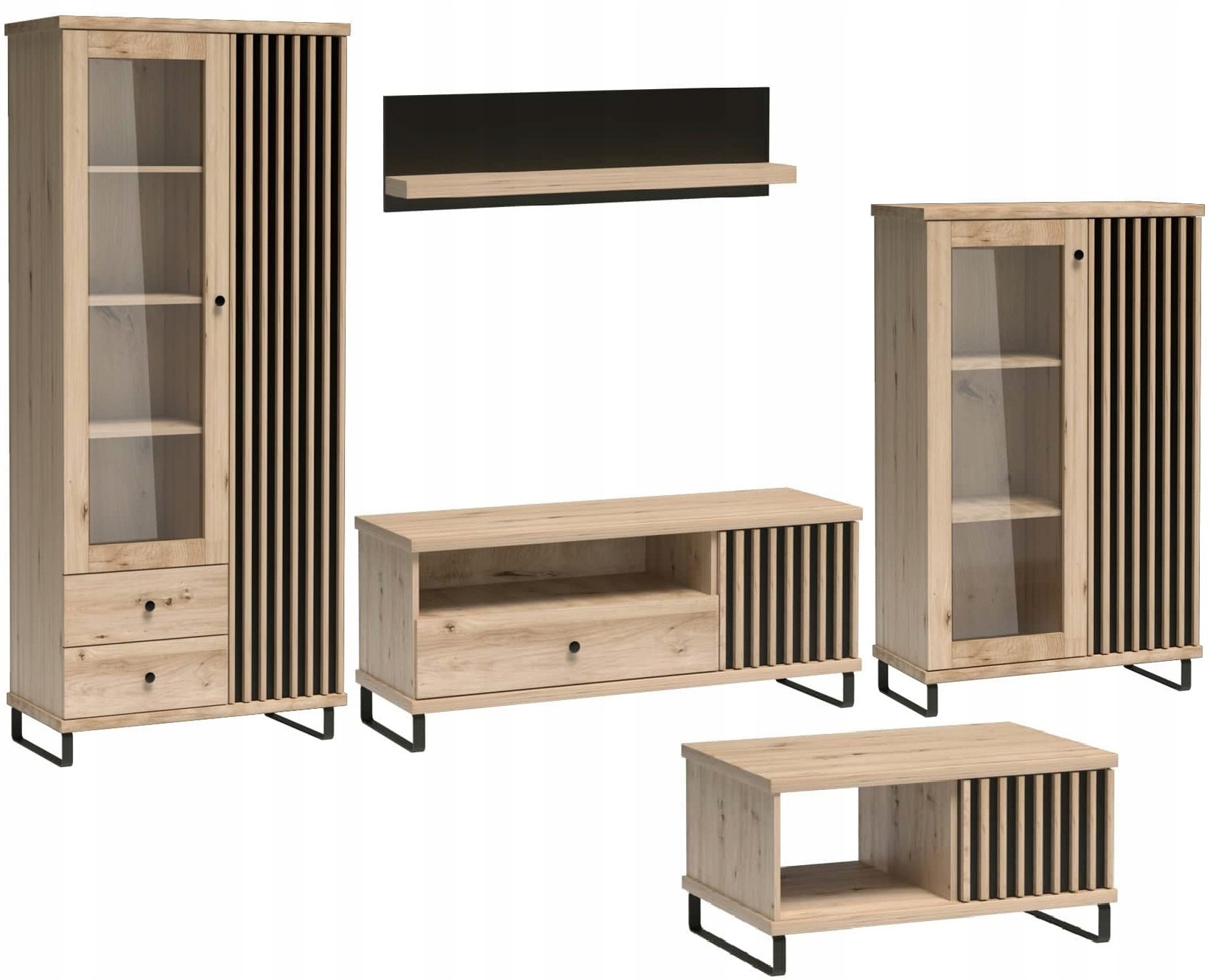 

zestaw lamele witryna ława rtv loft artisan Cali D