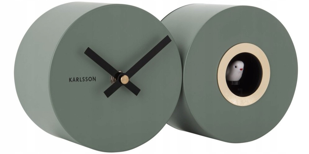 Nástěnné hodiny s kukačkou, zelené, tiché, stojící, do obývacího pokoje Duo Cuckoo XX