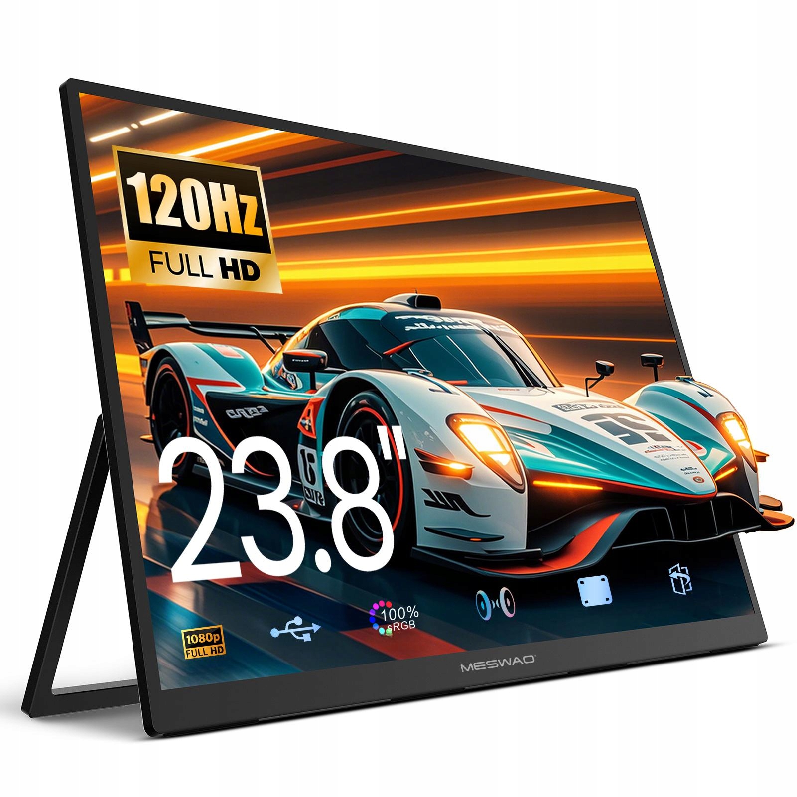 Przenośny Monitor Meswao 23.8 Cali Ips 1080P 120Hz 100%sRGB Głośniki