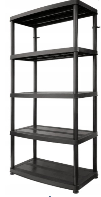 Dílenský Regál Doup Plastový 5 Polic Lisovaný Černý 30 Kg 75X32 CM