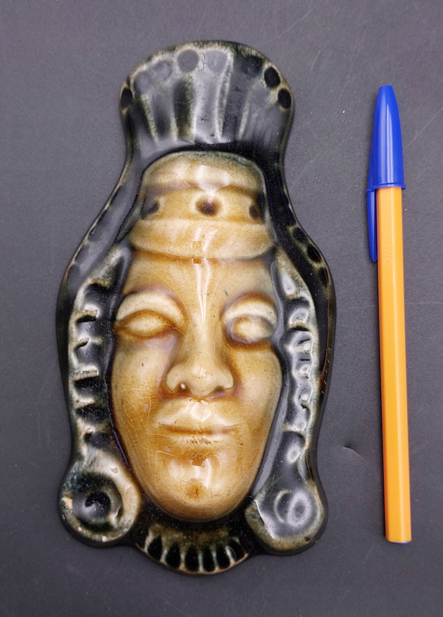 CERAMIKA MIROSTOWICE - RZADKA KATALOGOWA MASKA N001 - BDB STAN ZIELEŃ