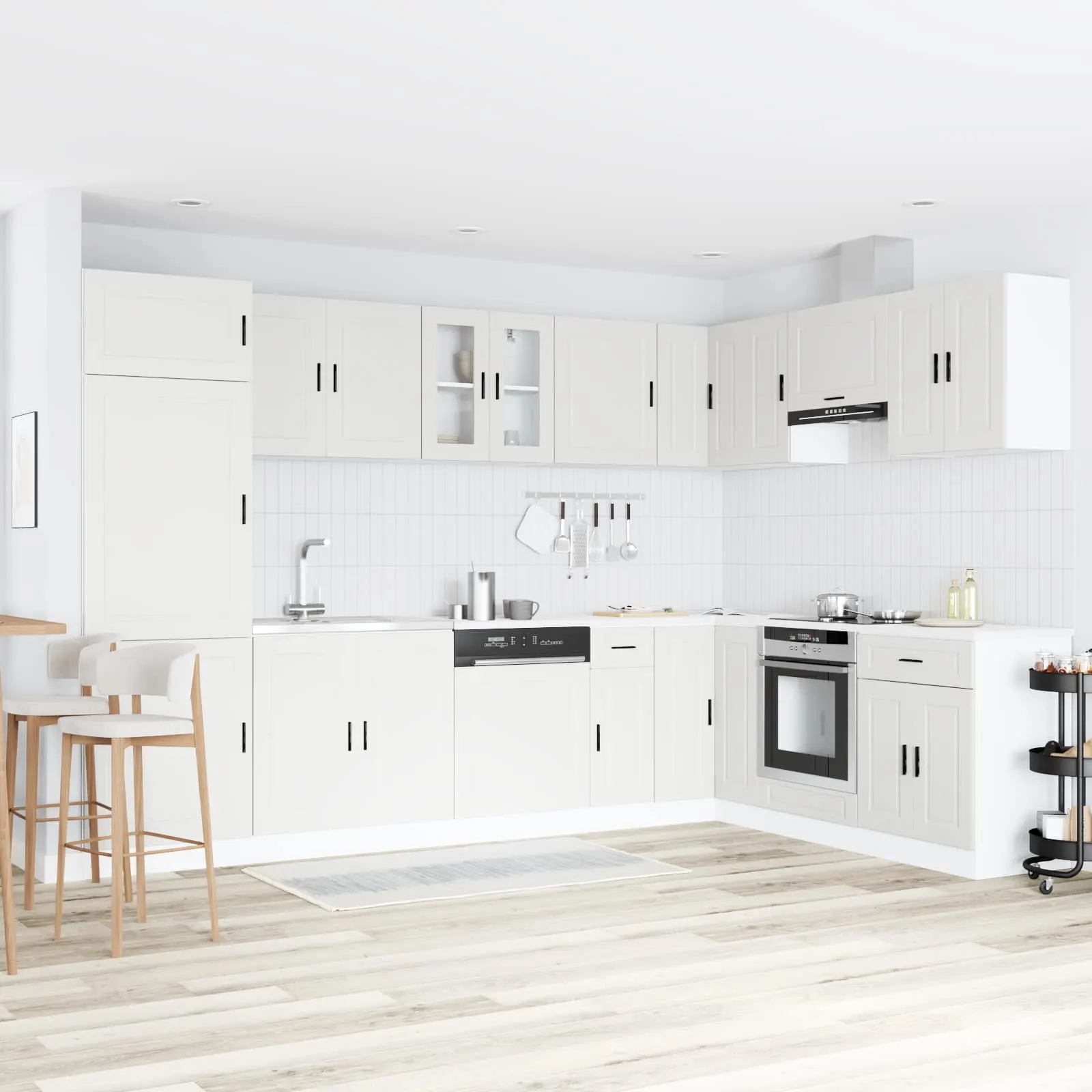 vidaXL Skříňka pod dřez s úložištěm Porto 2 pcs Bílá Kompozitní dřevo