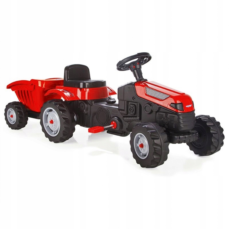 TRAKTOREK NA PEDAŁY Z PRZYCZEPĄ CZERWONY