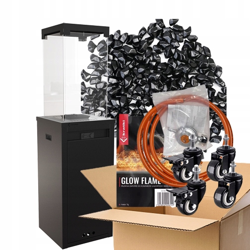 Patio Light Čierny Kratki Kamene Vlákna Žiara