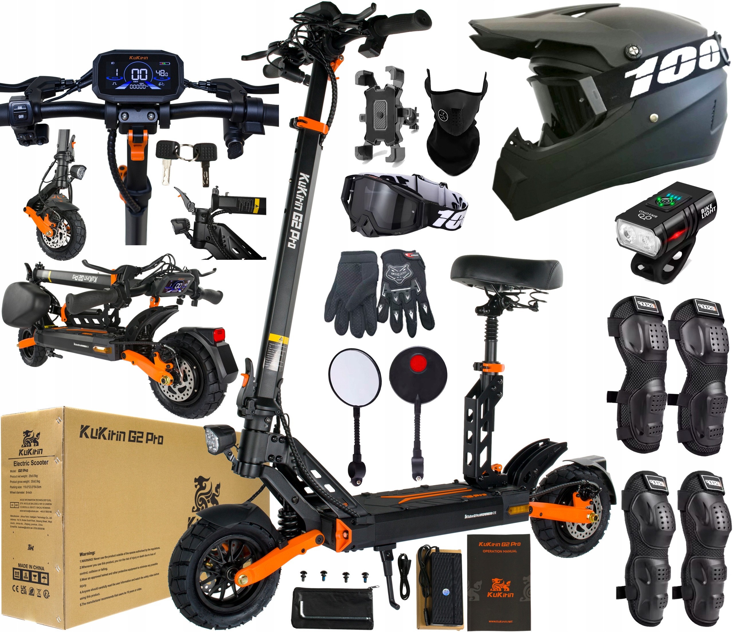 KuKirin G2 Pro Elektrické vozidlo 600W 48V 15.6AH 45KM/H 58KM +9 Dárek