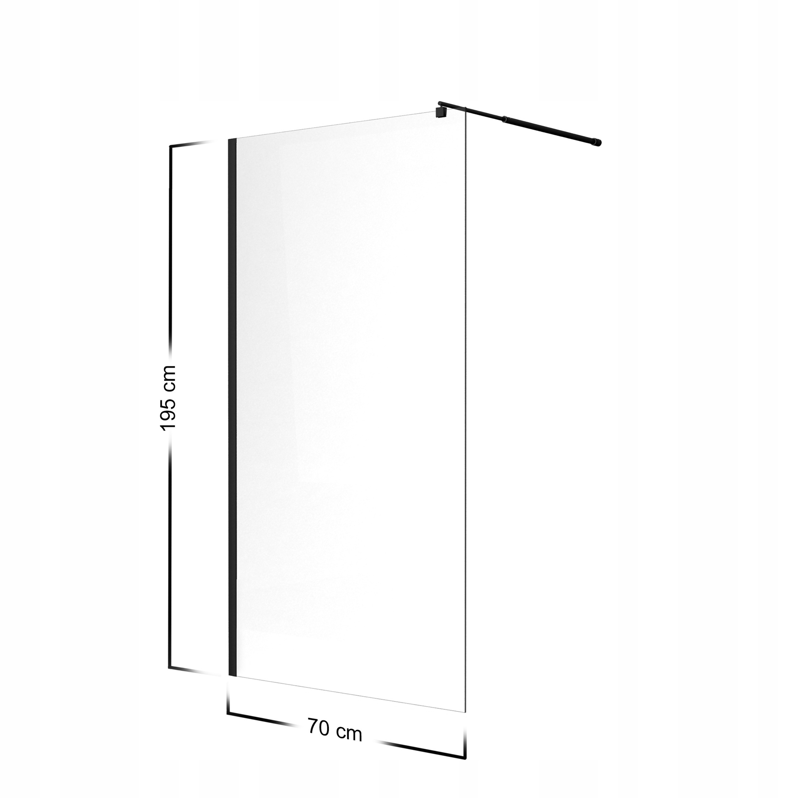 ŚCIANKA SZYBA PRYSZNICOWA WALK-IN 70 CM CZARNA DRZWI KABINA SZKŁO 8MM ESG Szerokość 70 cm