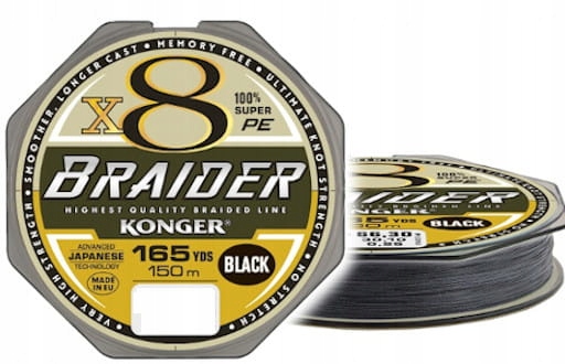 Konger Plecionka Braider X8 0.08mm/150m Czarna