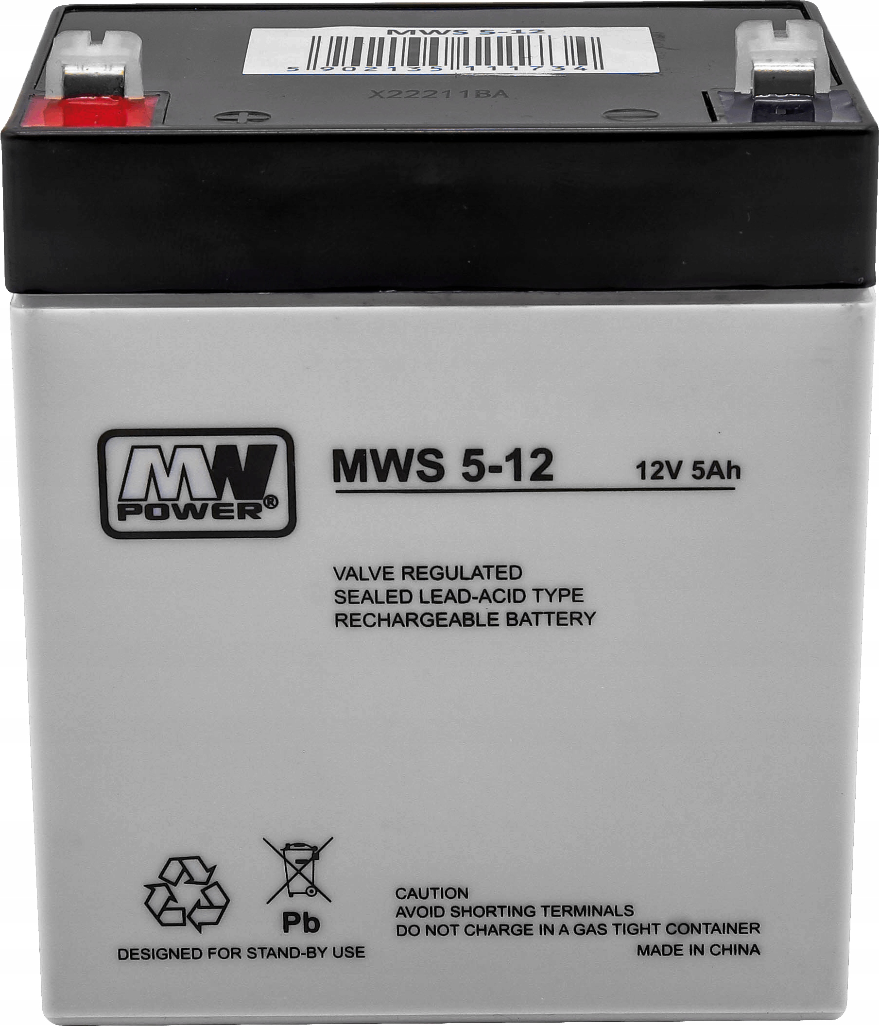 Akumulator Agm Mws do Ups Alarmu 12V 5Ah